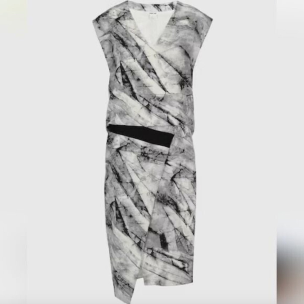 Helmut Lang Marble Sculptured Midi Dress With Draping